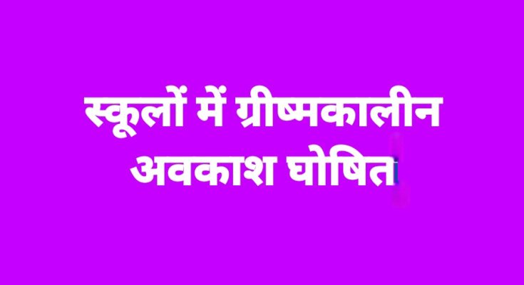 गर्मी और लू को देखते हुए स्कूलों में ग्रीष्मकालीन अवकाश घोषित
